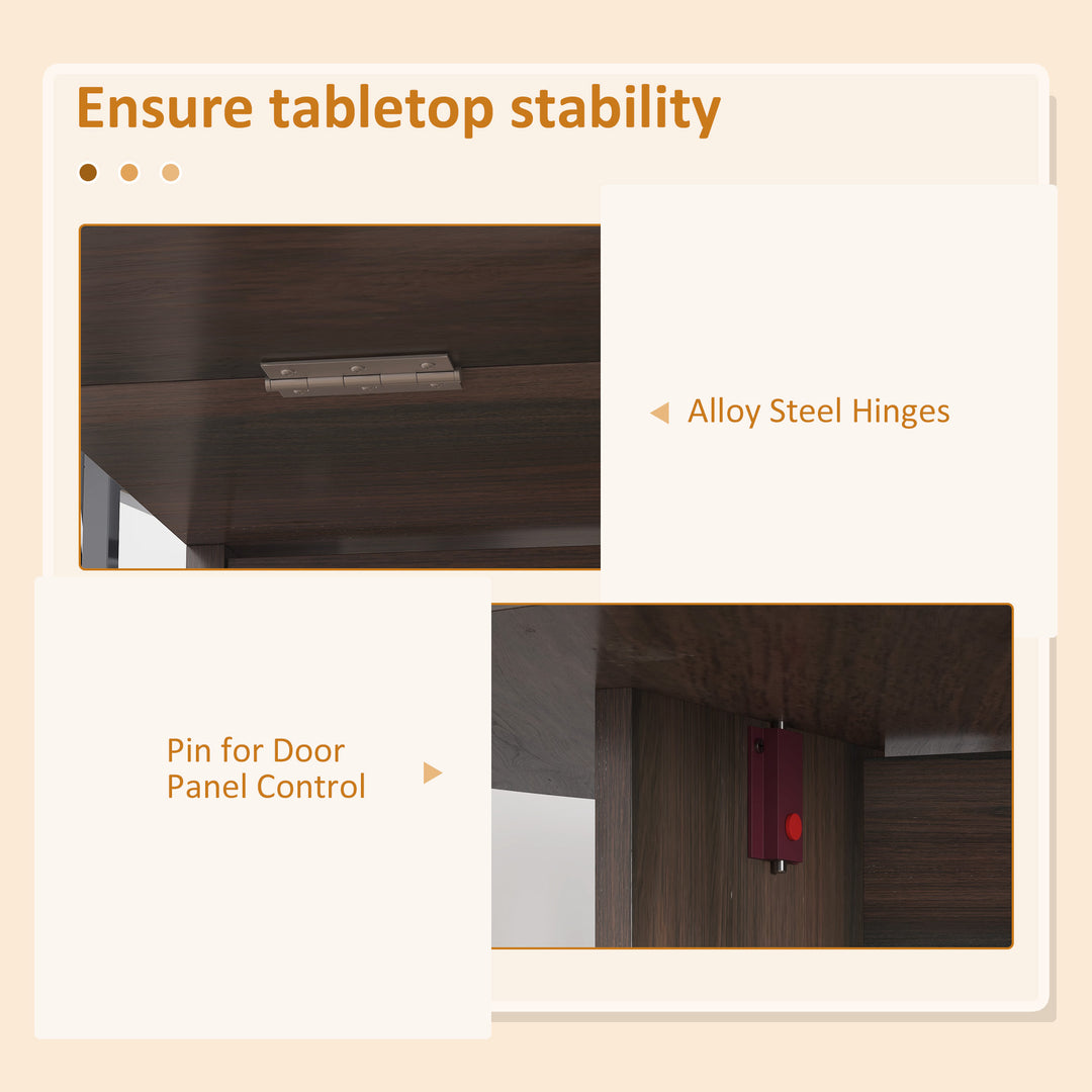 Folding Dining Table, Drop Leaf Table for Small Spaces, Oval Tabletop for Dining Room, Chocolate Wood Effect