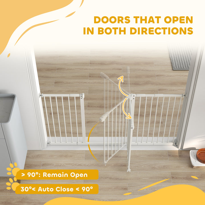 Adjustable Safety Gate w/ Three Extensions, Four Adjustable Screws, White