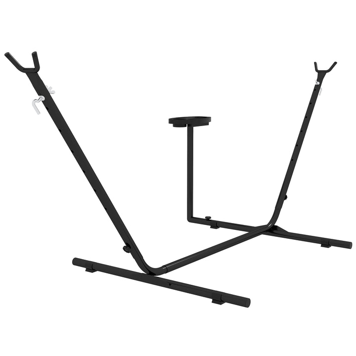 9.4ft Hammock Stand with Side Tray Stand, Steel Frame Hammock Net Stand, for String-style, Brazilian-style, Flat-style, Rope-style Hammocks, Black