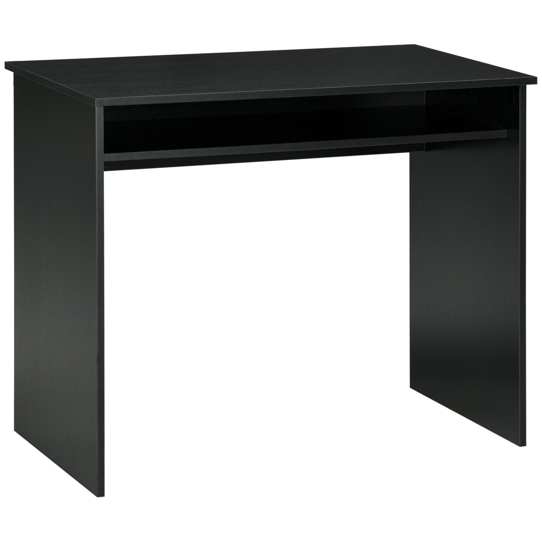 MCL Modern Computer Desk, Home Office Table, Small Writing Desk with Storage Shelf, 90 x 50cm, Black Wood Grain