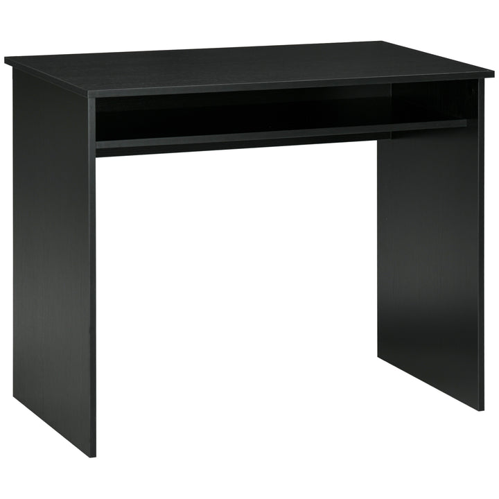 MCL Modern Computer Desk, Home Office Table, Small Writing Desk with Storage Shelf, 90 x 50cm, Black Wood Grain