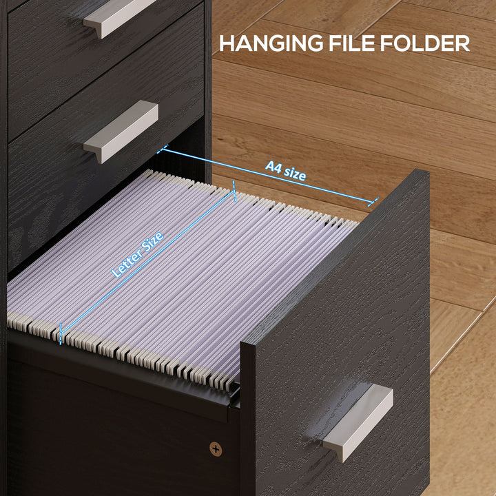 3 Drawer Filing Cabinet, Rolling File Cabinet with Edged Top for Lette