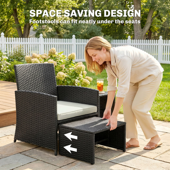 6 Piece Rattan Garden Furniture, Space-Saving Patio Furniture Set with