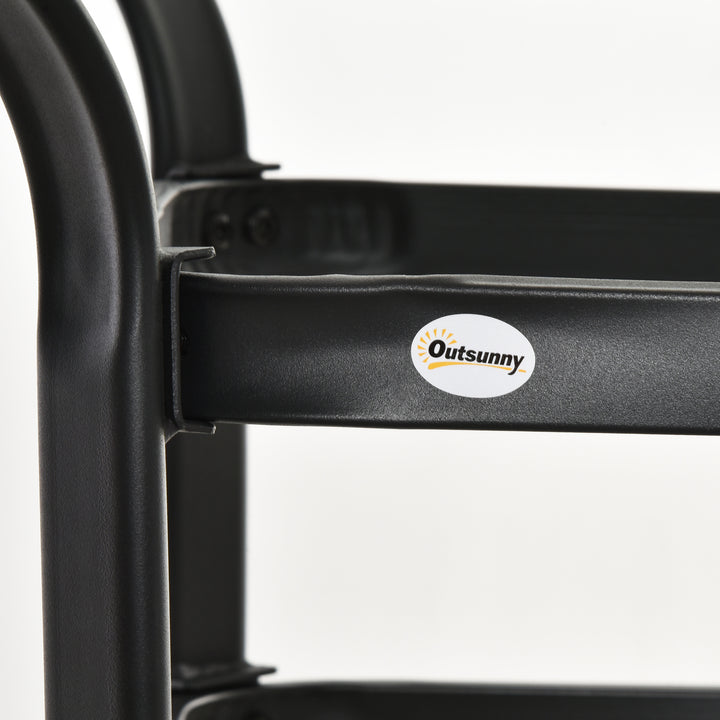 MCL Square Outdoor Garden Dining Table with Parasol Hole, Tempered Glass Top, Steel Frame for Garden, Lawn, Patio, Black