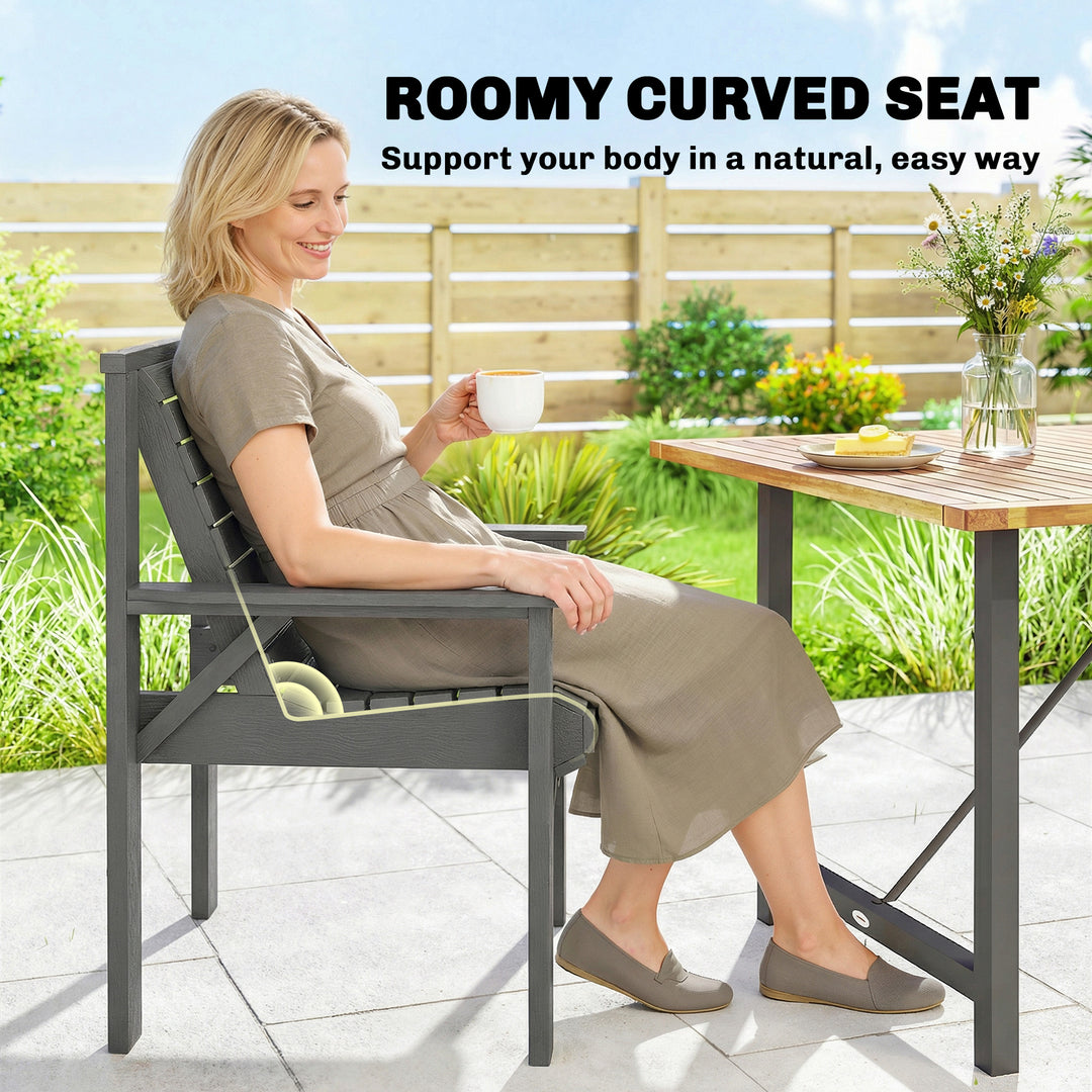 Wooden Garden Dining Chair, Outdoor Chair Garden Armchair with Curved 