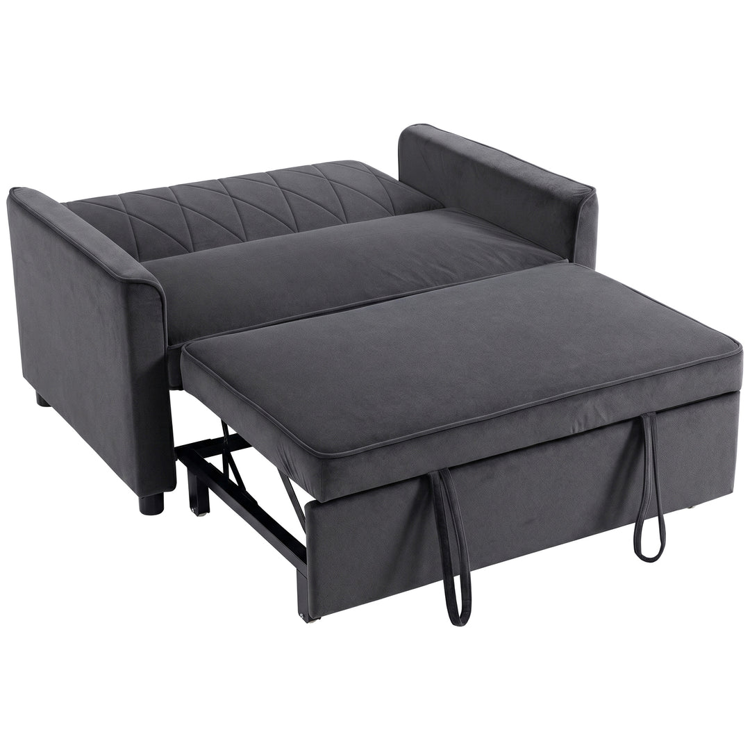 2 Seater Sofa Bed, 3-in-1 Convertible Pull Out Sleeper Sofa with Click