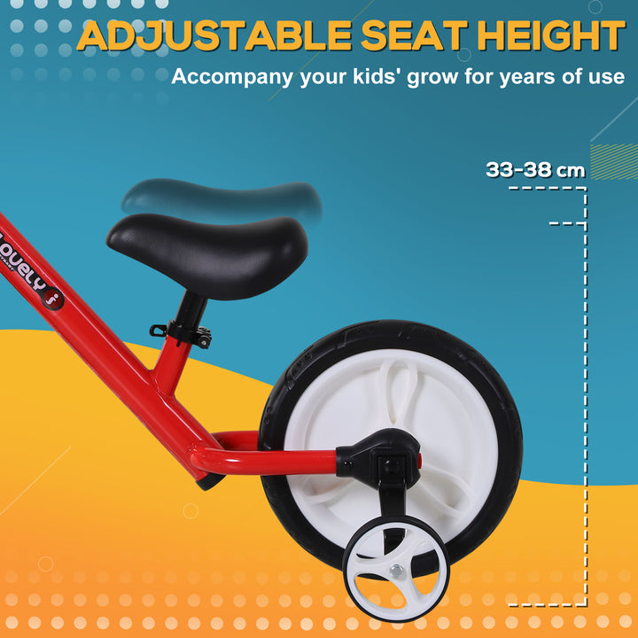 11 Inch Kids Balance Bike Training Pedal Bicycle W/ Removable Stabilizers EVA Tyres Adjustable Seat Height 2 to 5 Years Gift for Boys Girls Red