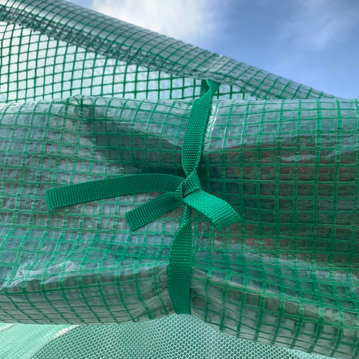 Walk-in Polytunnel Garden Greenhouse, Outdoor Mesh Door Greenhouse with PE Cover and 6 Windows, 4.5 x 3 x 2m, Green