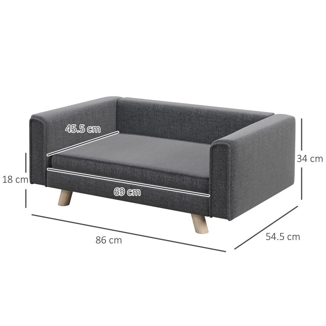 Elevated Dog Sofa Bed, with Cushion, for Medium and Small Dogs, Grey