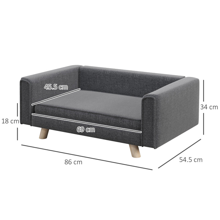 Elevated Dog Sofa Bed, with Cushion, for Medium and Small Dogs, Grey