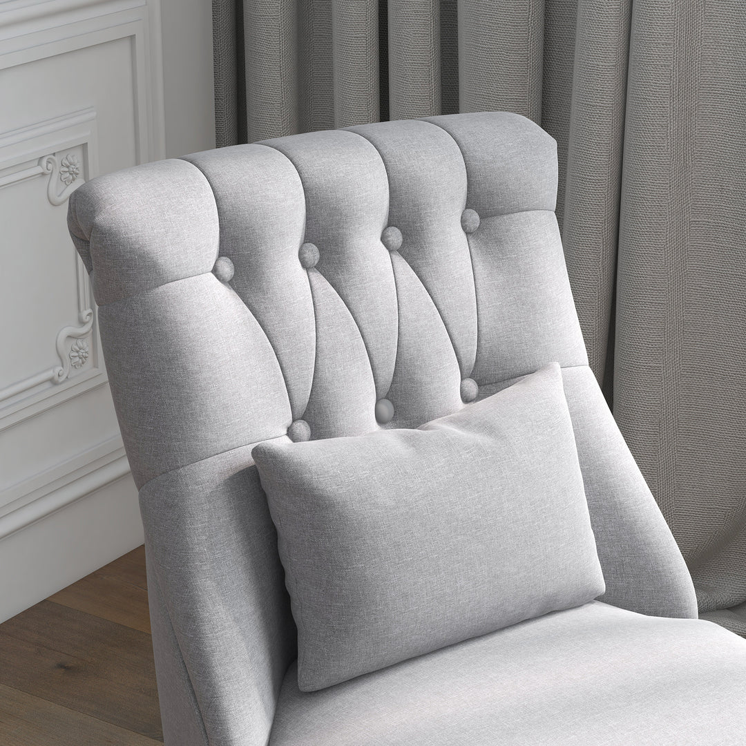 Fabric Single Sofa, Tub Chair, Upholstered Bedroom Chair with Pillow, Solid Wood Leg for Home, Living Room, Dining Room, Set of 2, Grey