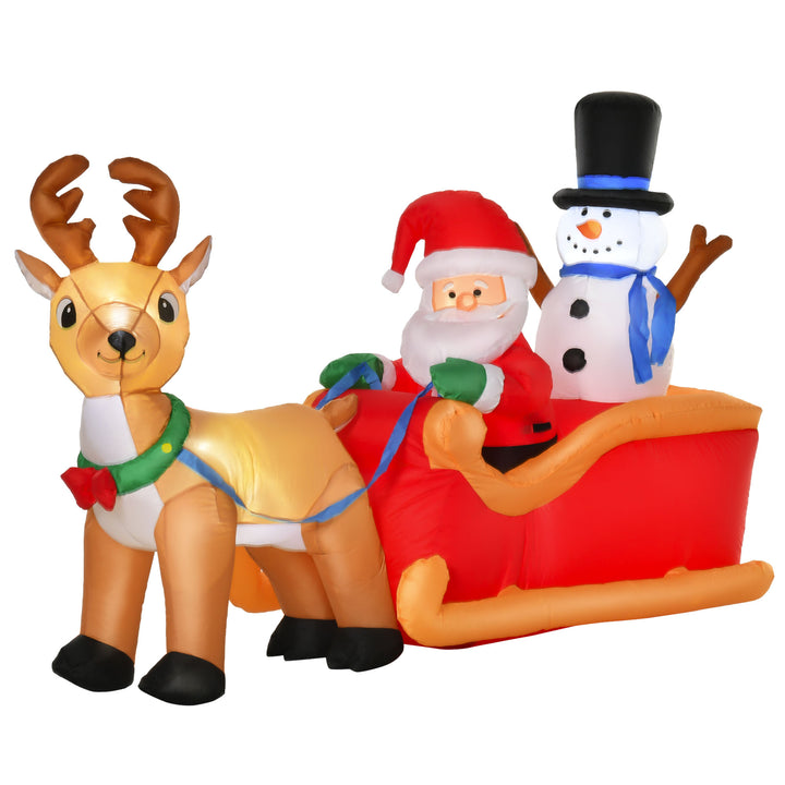 6.5ft Christmas Inflatable Santa Claus on Sleigh Deer, LED Lighted for Home Indoor Outdoor Garden Lawn Decoration Party Prop