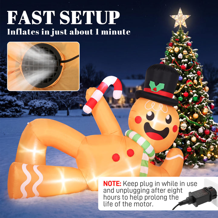 9.8ft Giant Christmas Inflatable Gingerbread Man Side-Lying, Outdoor - view 5