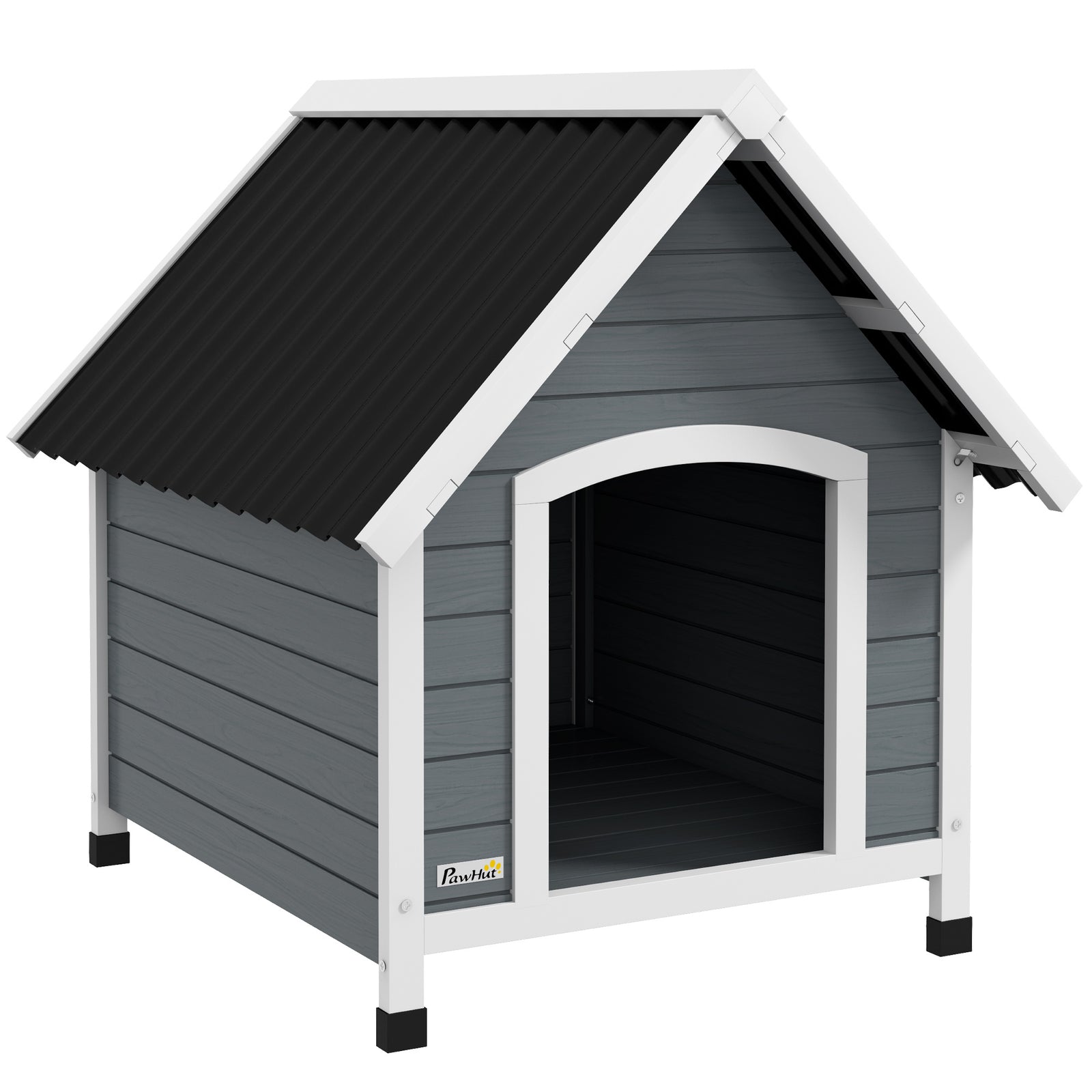 Outdoor Dog Kennel, Wooden Dog House, with Removable Floor, Anti-Corrosion Wood, for Medium Dogs, 82H x 75W x 88Dcm