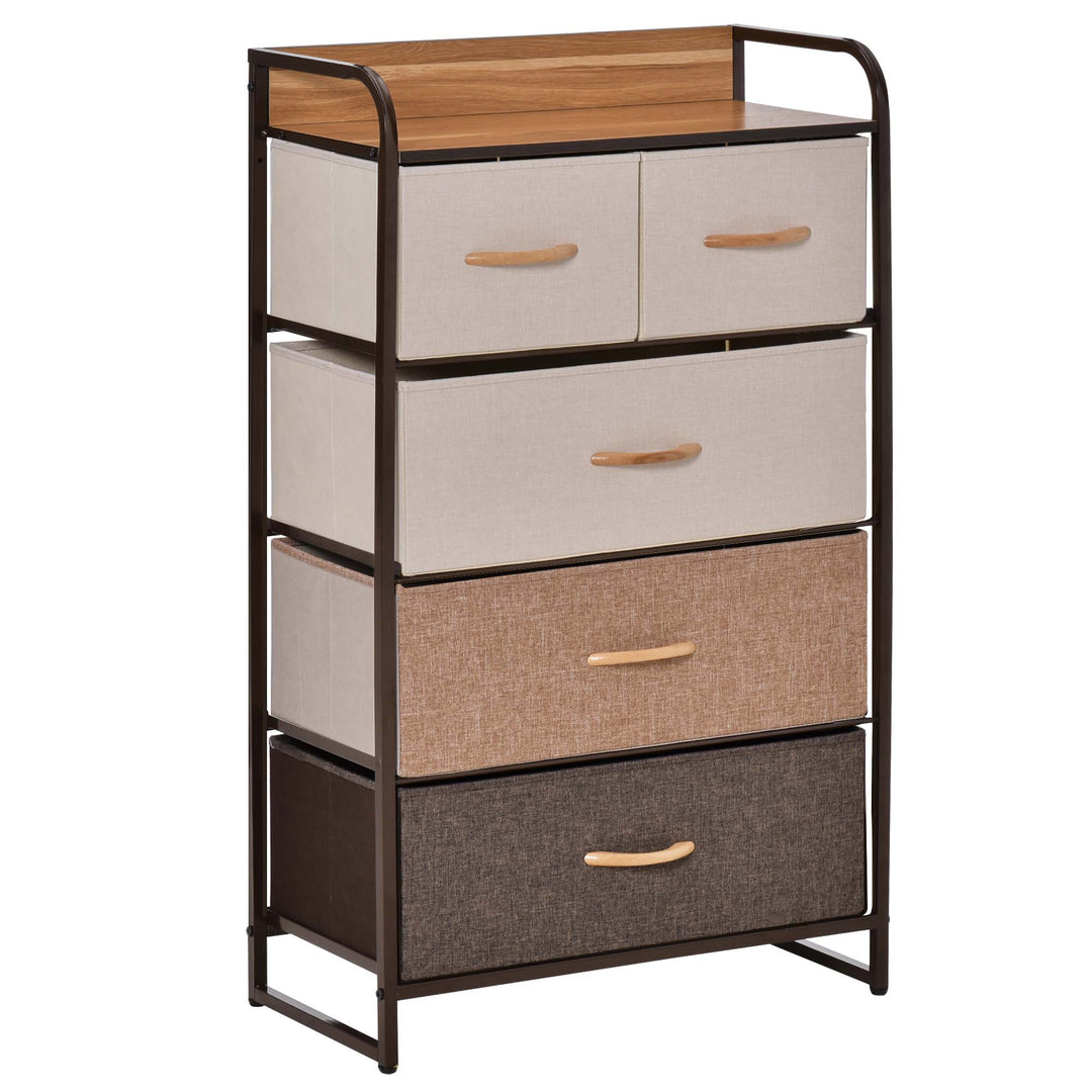 MCL 5-Drawer Dresser Tower 3-Tier Storage Organizer with Steel Frame Wooden Top for Bedroom Hallway Closets