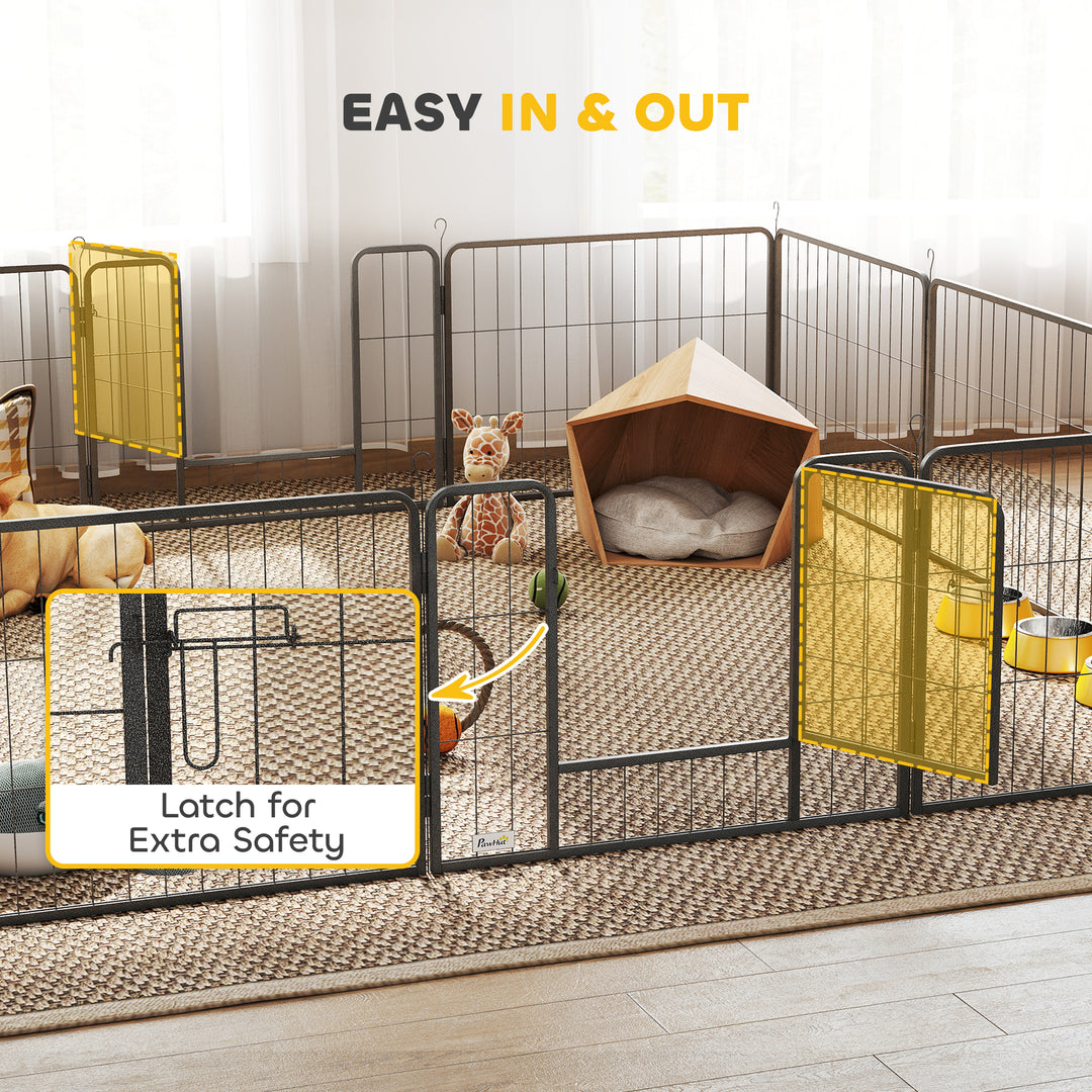 12 Panels Heavy Duty Puppy Playpen, for Small Dogs, Indoor and Outdoor Use - Silver
