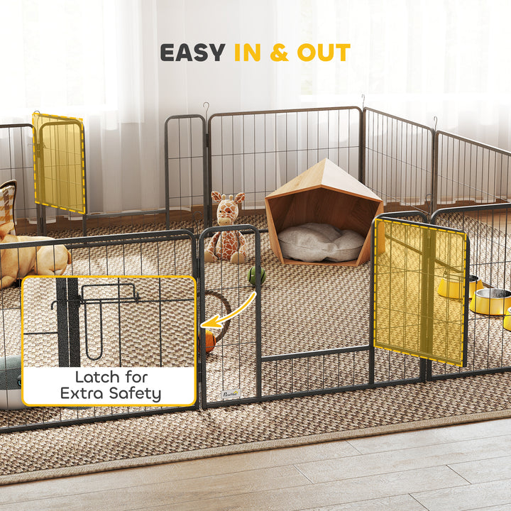 12 Panels Heavy Duty Puppy Playpen, for Small Dogs, Indoor and Outdoor Use - Silver