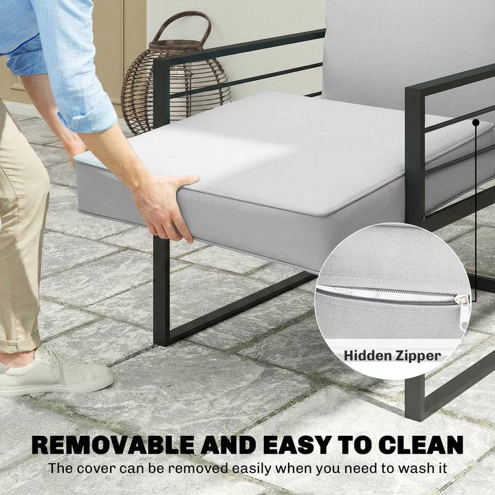 Outdoor Seat and Back Cushion Set, 63L x 55W x 15Dcm Patio Deep Seatin