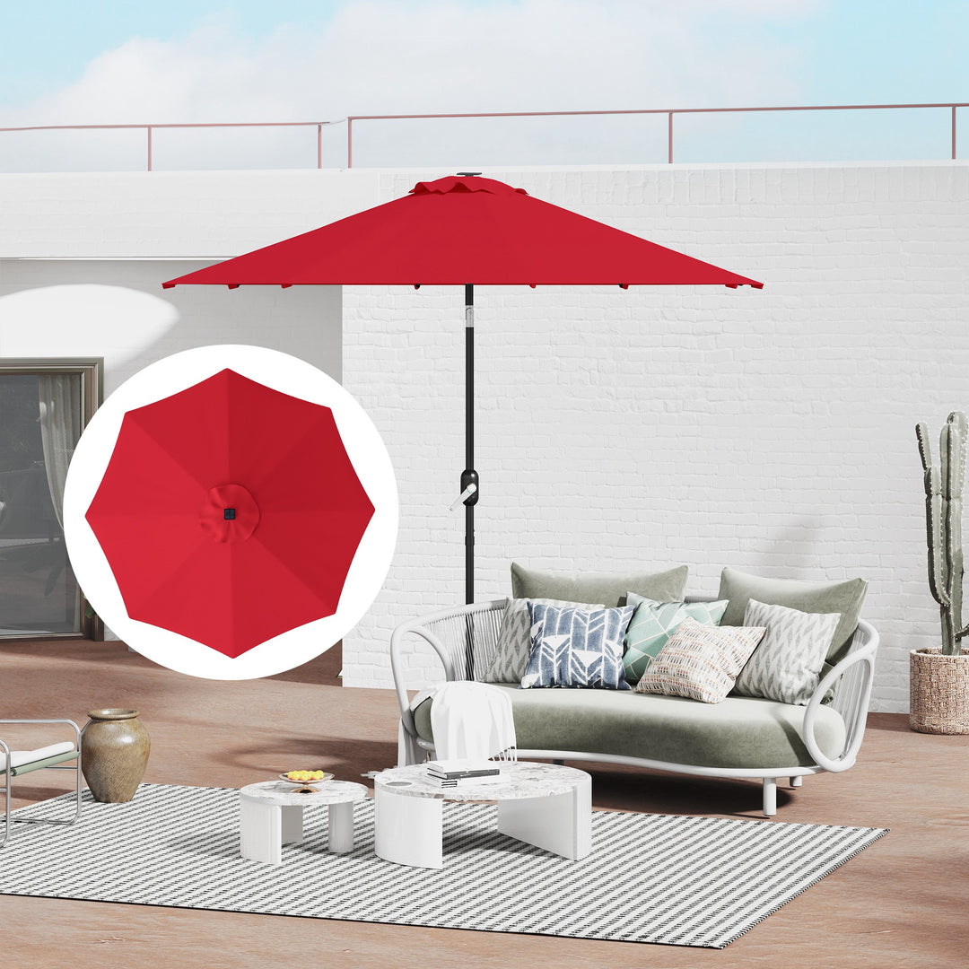 3 m Replacement Parasol Canopy with Top Vent, UPF 50+ Garden Parasol Replacement Canopy, 8 Rib Parasol Cover Replacement Fits Various Frames, Red