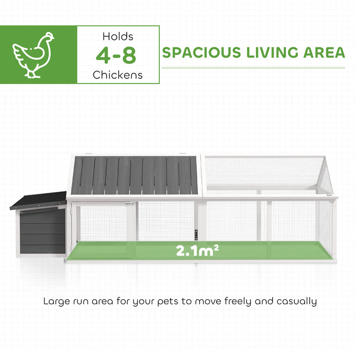 Wooden Chicken Coop with Nesting Box, Openable Roof, for 4-8 Chickens, White