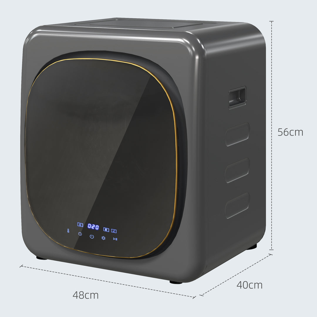 4kg Vented Tumble Dryer with Deodorize, Smart Mode, 800W Compact Tumble Dryer with Stainless Steel Tub, Front Load, for Flat, Home, RVs, Grey