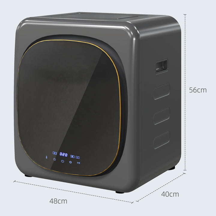 4kg Vented Tumble Dryer with Deodorize, Smart Mode, 800W Compact Tumble Dryer with Stainless Steel Tub, Front Load, for Flat, Home, RVs, Grey