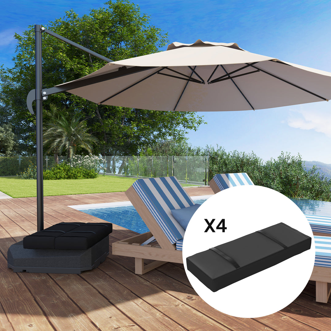 Parasol Weights Set of 4, Parasol Base Weights Bags, 25kg Fillable Sandbag Weights with Handles, Cantilever Umbrella Base Weights, Black