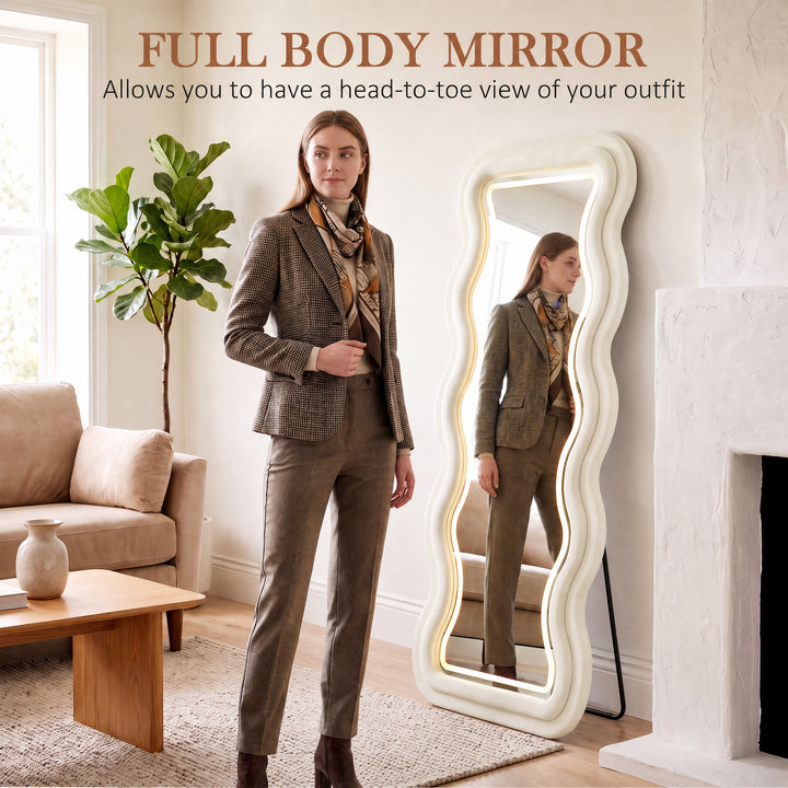 Full Length Mirror, 160 x 60 cm Wavy Full Body Wall Standing Mirror - view 5