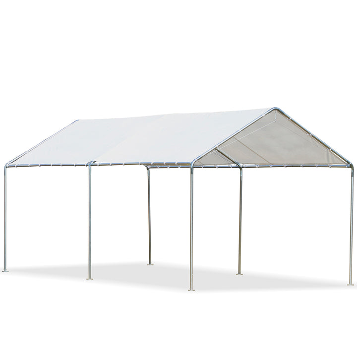 MCL 3 x 6m Heavy Duty Carport Garage Car Shelter Galvanized Steel Outdoor Open Canopy Tent Water UV Resistant Waterproof, White