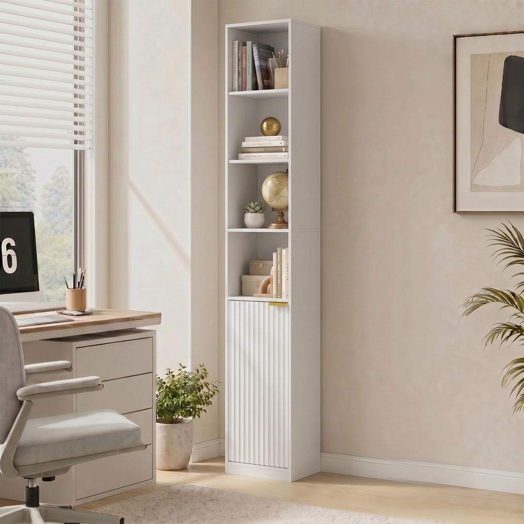 Bookcase Adjustable Shelf Bookshelf Anti-Tip Hardware 6-Tier Storage C
