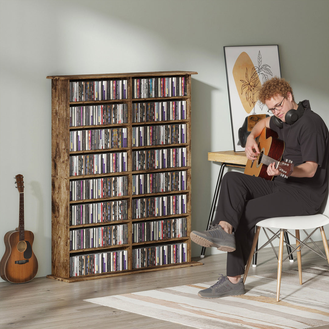 MCL 16-Compartment Media Shelf - Rustic Brown
