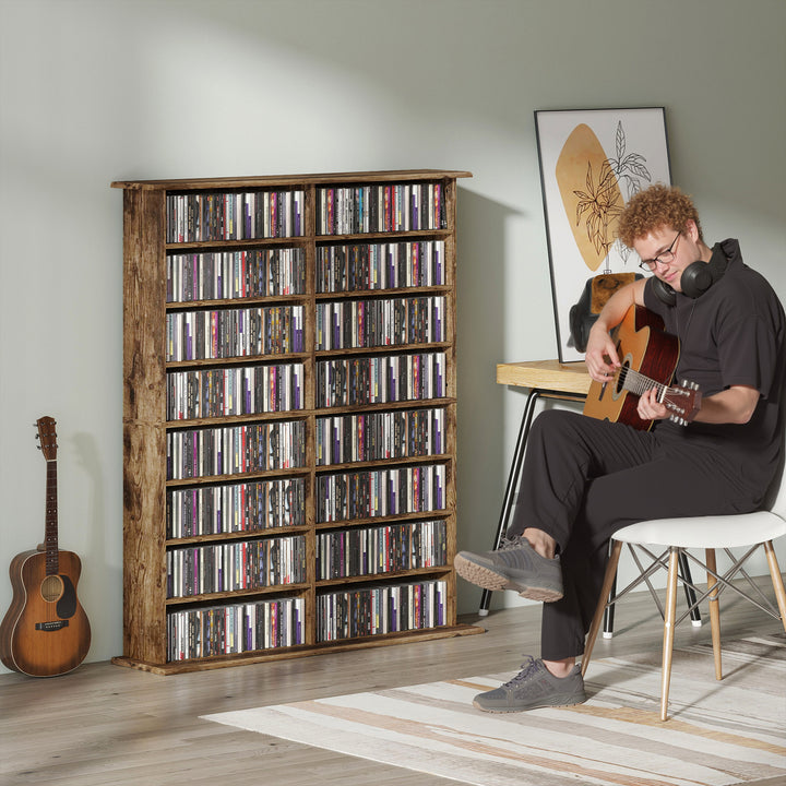 MCL 16-Compartment Media Shelf - Rustic Brown