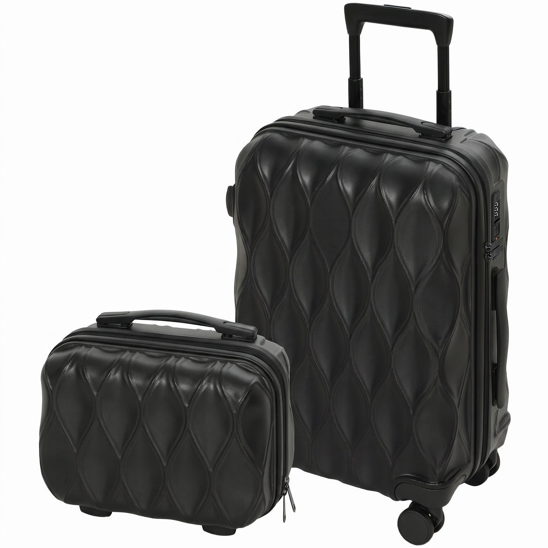 2-Piece Luggage Set, ABS Hard Shell Carry On Suitcase Set with TSA - Black