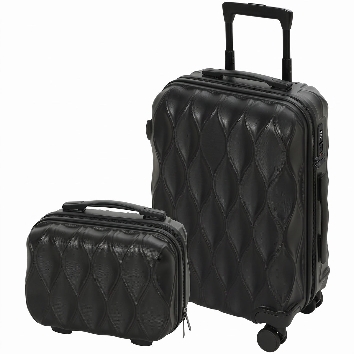 2-Piece Luggage Set, ABS Hard Shell Carry On Suitcase Set with TSA - Black