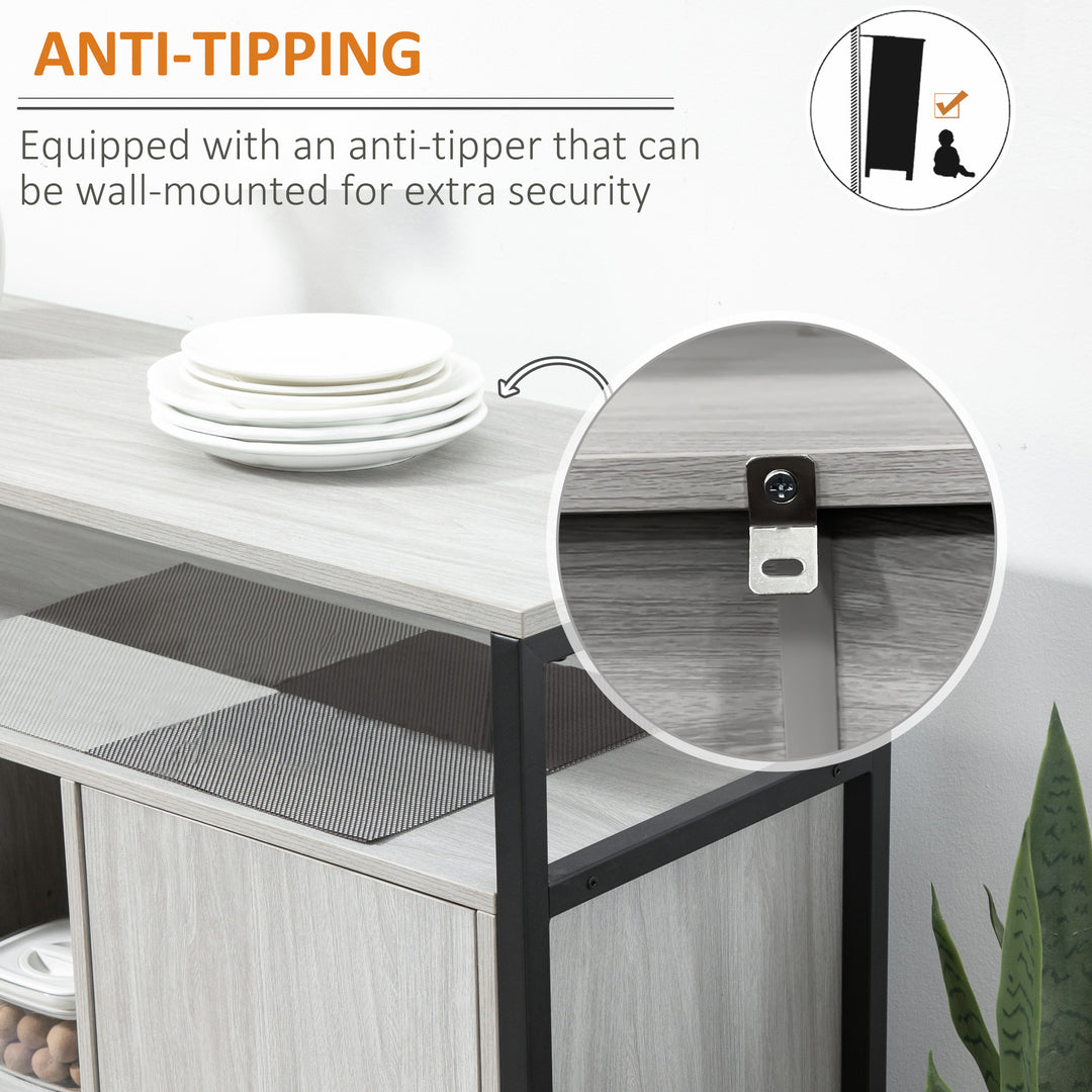 MCL Modern Sideboard, Steel Frame Storage Cabinet with 2 Doors and Adjustable Shelves for Living Room, Hallway, Light Grey