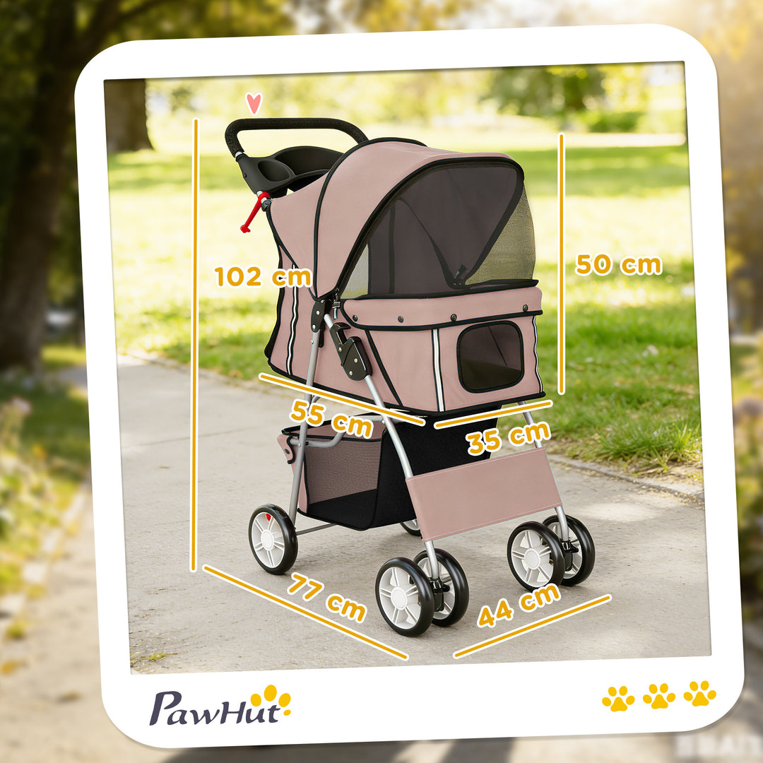 Dog Pram, Pet Stroller with Reflective Strips, Foldable Cat Stroller w