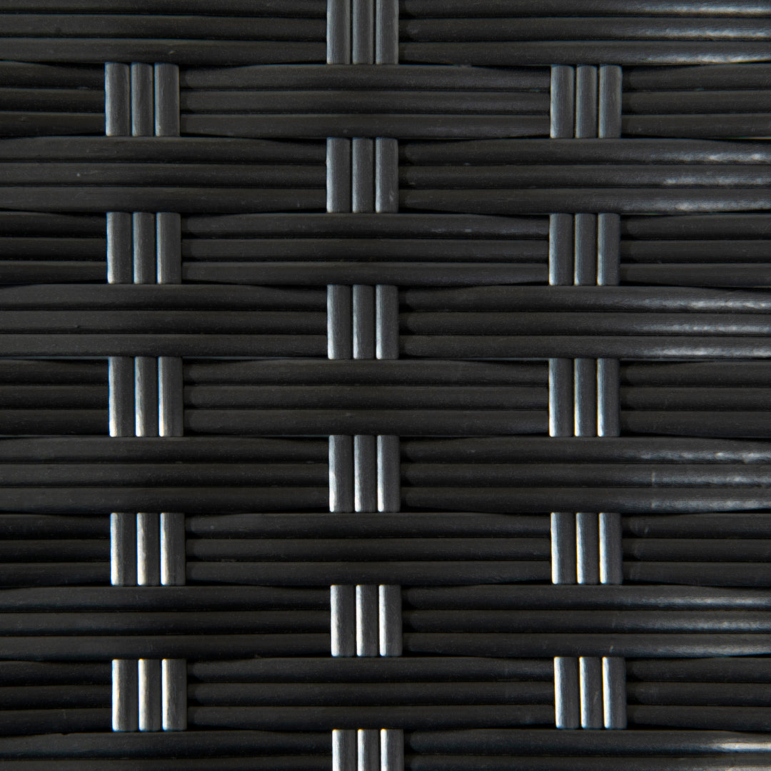Rattan Side Table, Outdoor Coffee Table with Plastic Board Under the Full Woven Table Top for Patio, Garden, Balcony, Black