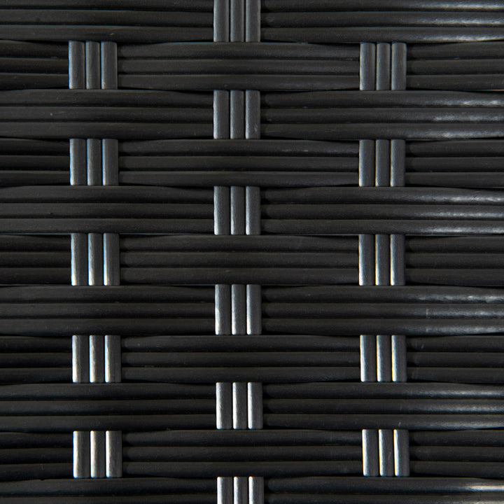 Rattan Side Table, Outdoor Coffee Table with Plastic Board Under the Full Woven Table Top for Patio, Garden, Balcony, Black