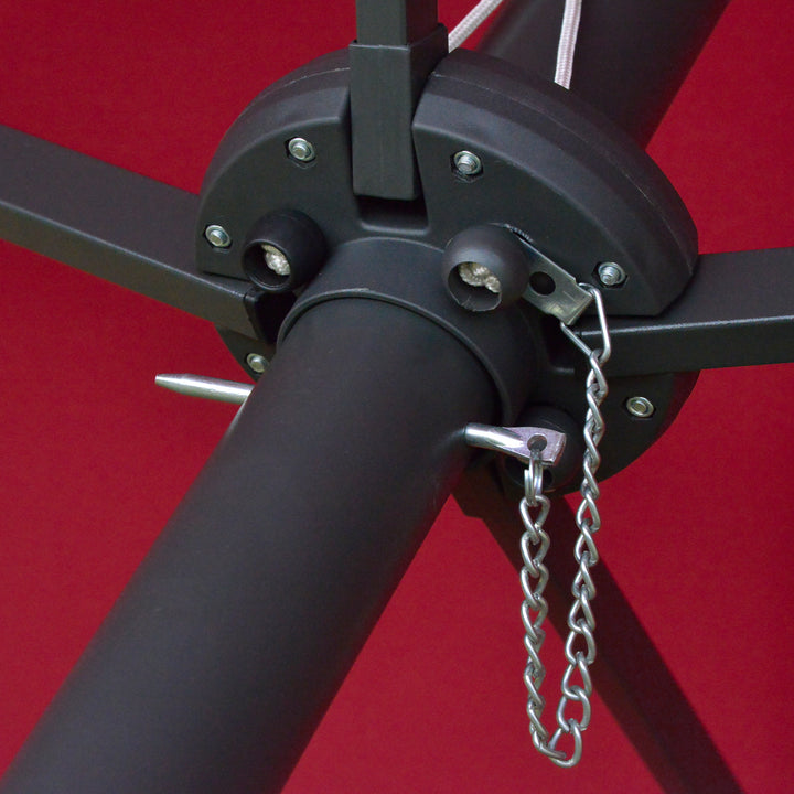 MCL 4.4m Double-Sided Sun Umbrella Patio Parasol LED Solar Lights Red