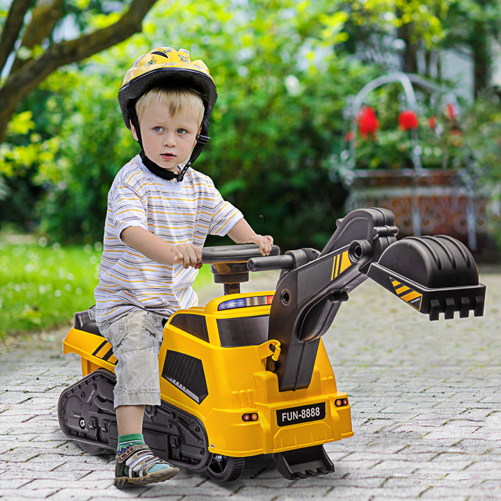 HOMCOM Ride on Tractor, 3 in 1 Ride on Excavator, Bulldozer, Road Roller, Pretend Play Construction No Power Truck w/ Music, for 18