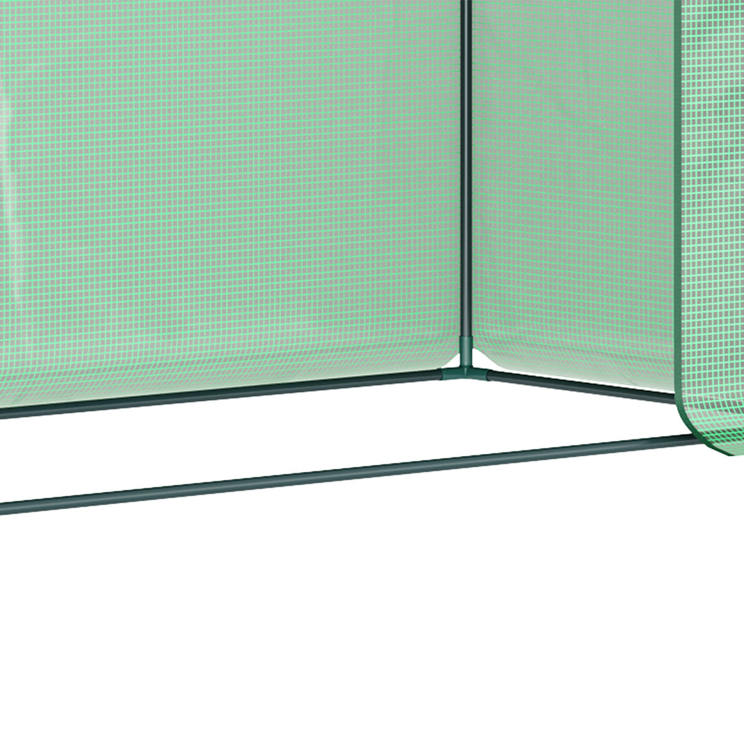 Small Walk-in Garden Greenhouse with Steel Frame, Large Roll-up Door and Windows, 200Lx76Wx168Hcm, Green