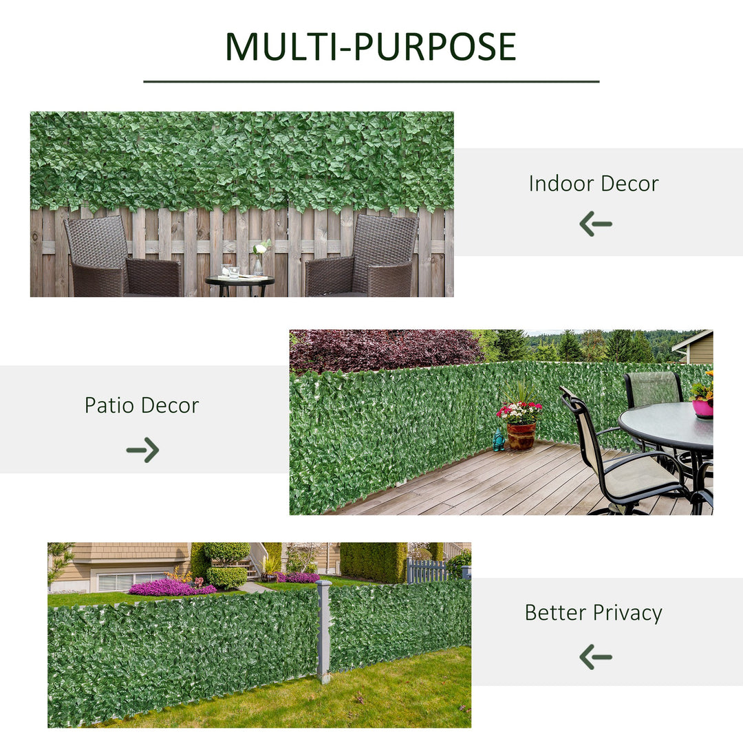 Outsunny Artificial Hedge Screen: Leafy Design for Garden Outdoor Indoor Décor, 3M x 1M, Deep Green | Aosom UK