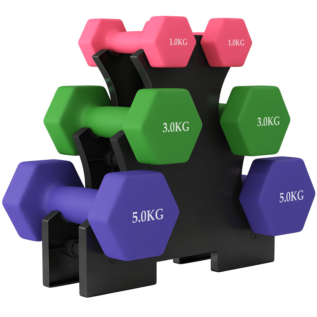 Hex Dumbbells Set with Dumbbell Rack, Hand Weights for Strength Traini