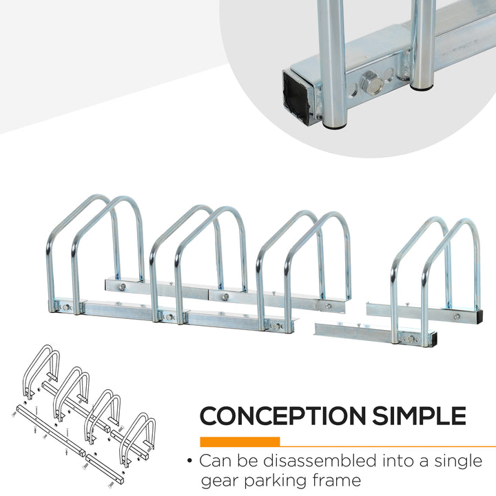 Bike Stand Parking Rack Floor or Wall Mount Bicycle Cycle Storage Locking Stand (4 Racks, Silver)