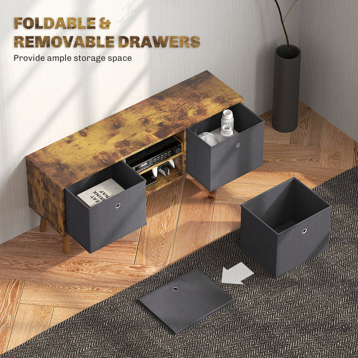TV Cabinet Stand Unit for TVs up to 50'' with Foldable Drawers, Entertainment Centre for Living Room Rustic Brown