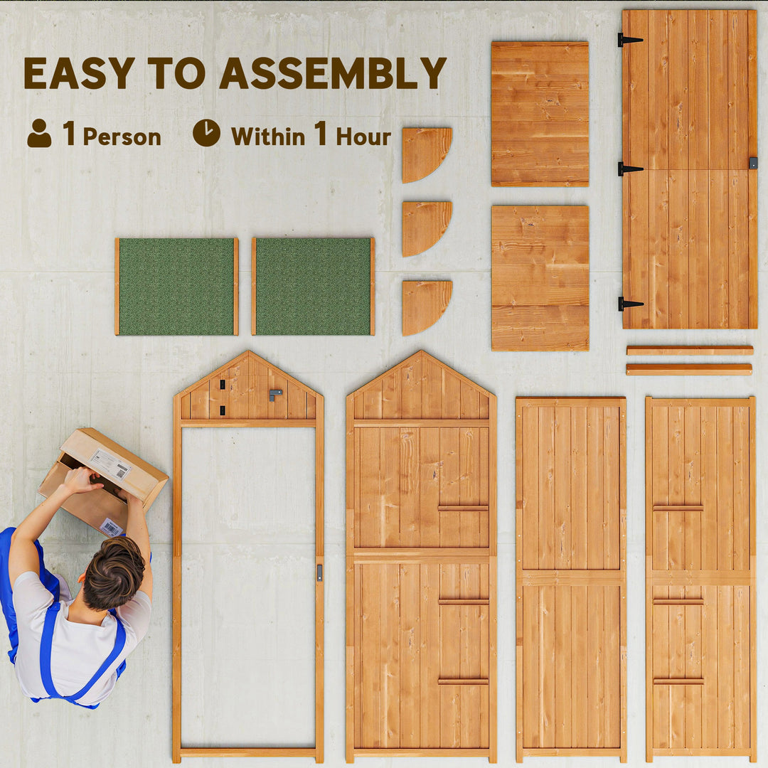 MCL Garden Shed Wood Outdoor Garden Tool Storage Unit with 3 Detachable Shelves, 77 x 54.2 x 179cm,  Brown