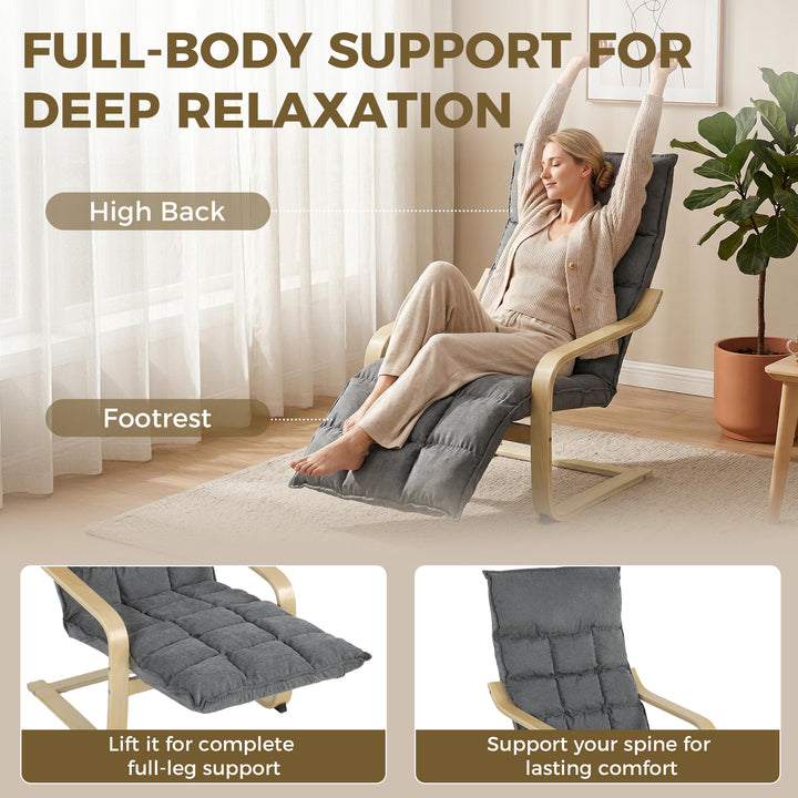 Modern Accent Chair, Leisure Lounge Chair Armchair with Footrest, Plus