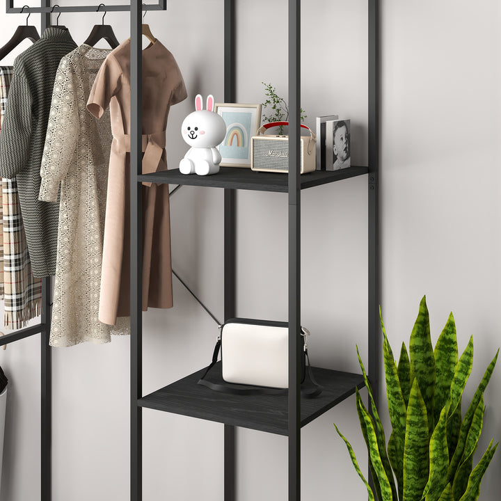 HOMCOM Coat Rack w/ Shoe Storage, 170cm Free Standing Hall Tree w/ Hanging Rail & Storage Shelves, 2-In-1 Coat Stand for Hallway, Entryway, | Aosom UK