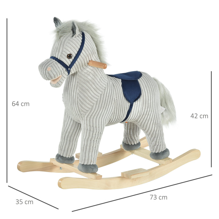 MCL Kids Plush Rocking Horse w/ Sound Children Rocker Ride On Toy Gift 3-6 Years Grey