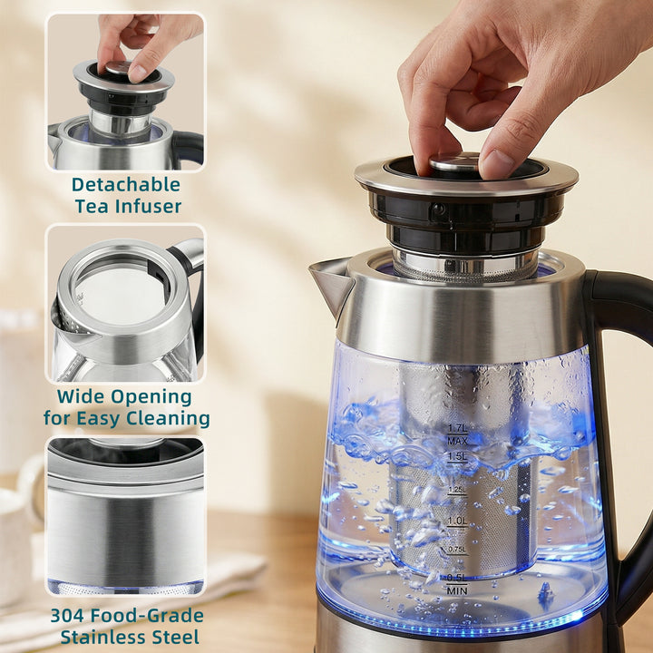 Electric Kettle, 1.7L Fast Boil 3KW Water Kettle with UK Strix Thermos